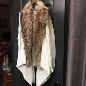 NWT Michael Kors fur and white vest